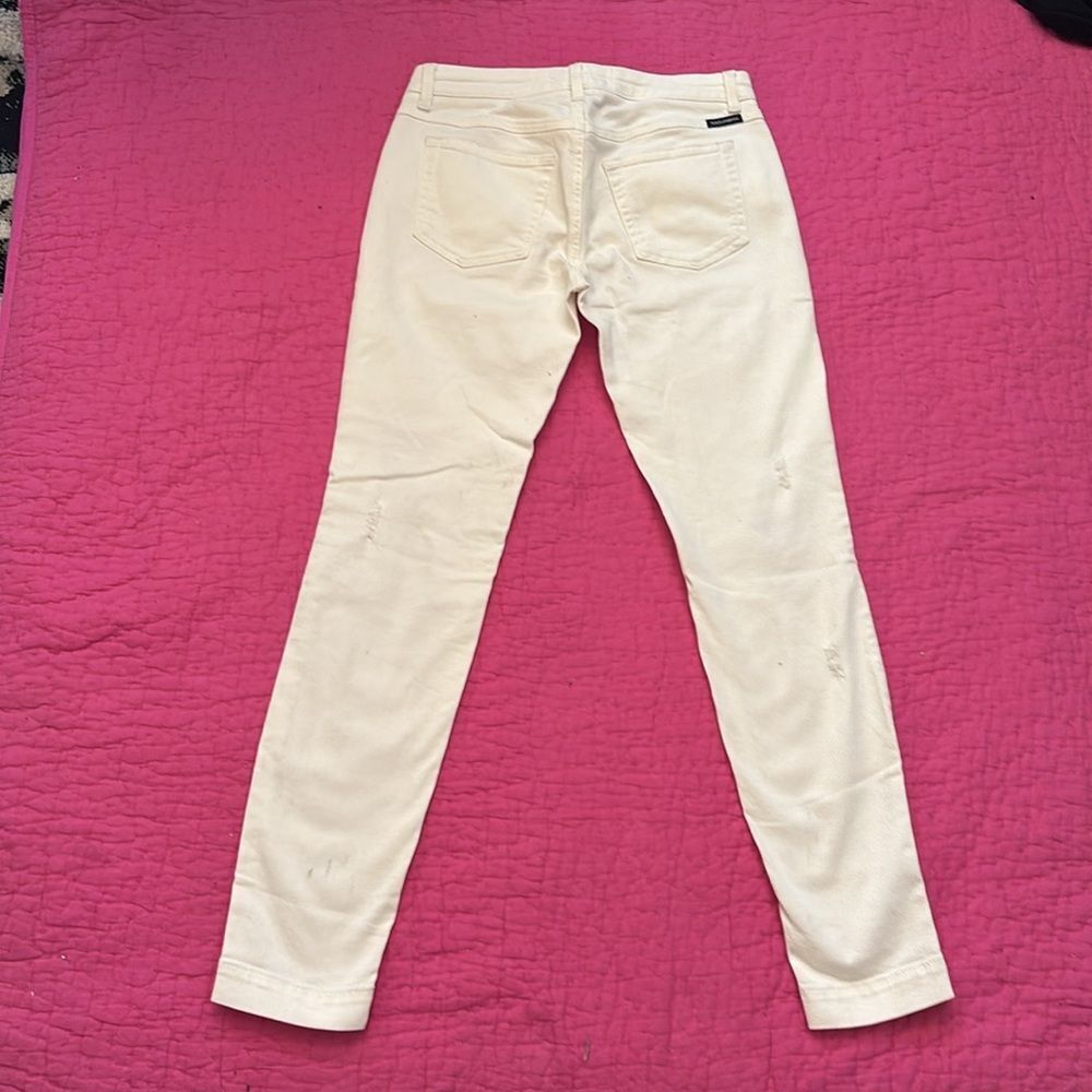 Dolce & Gabbana White Jeans with Pink Rose button, US2 - Picture 6 of 9